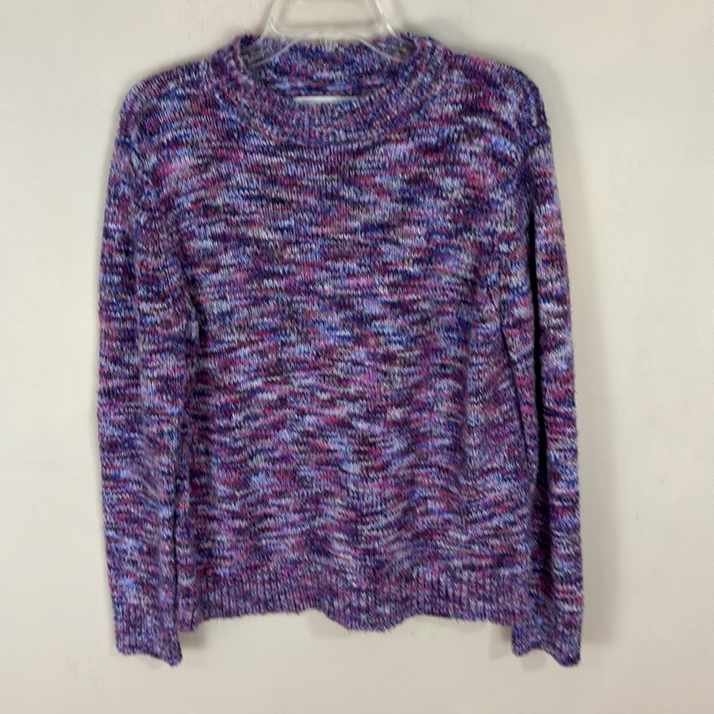Loft Space Dye Fuzzy Mock Neck Purple Sweater Size Large